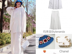 杨丞琳穿白色休闲大码套装，减龄又时尚