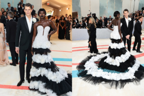 超模Adut Akech身着Carolina Herrera 与创意总监Wes Gordon亮相2023 Met Gala